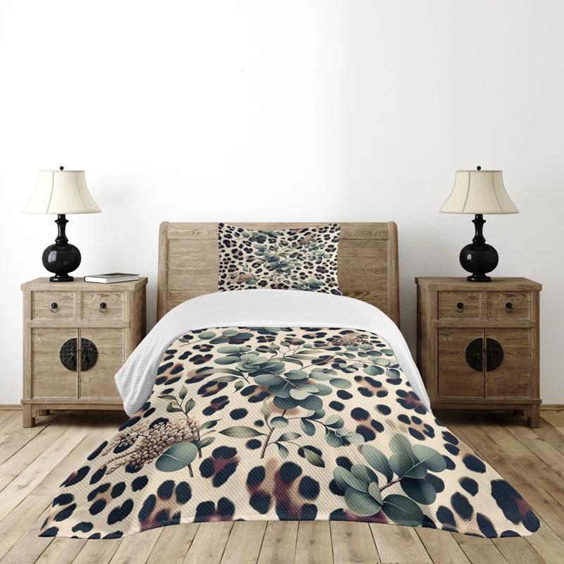 Ambesonne Floral Coverlet Set
