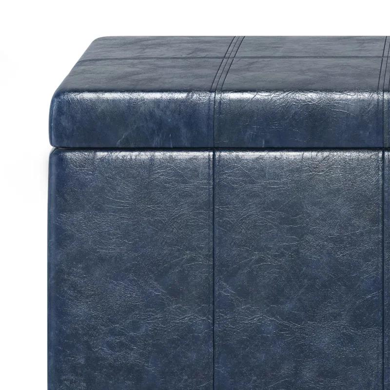 Simpli Home Dover 36"W Upholstered Storage Ottoman Bench with Lift-Top and Large Interior Storage