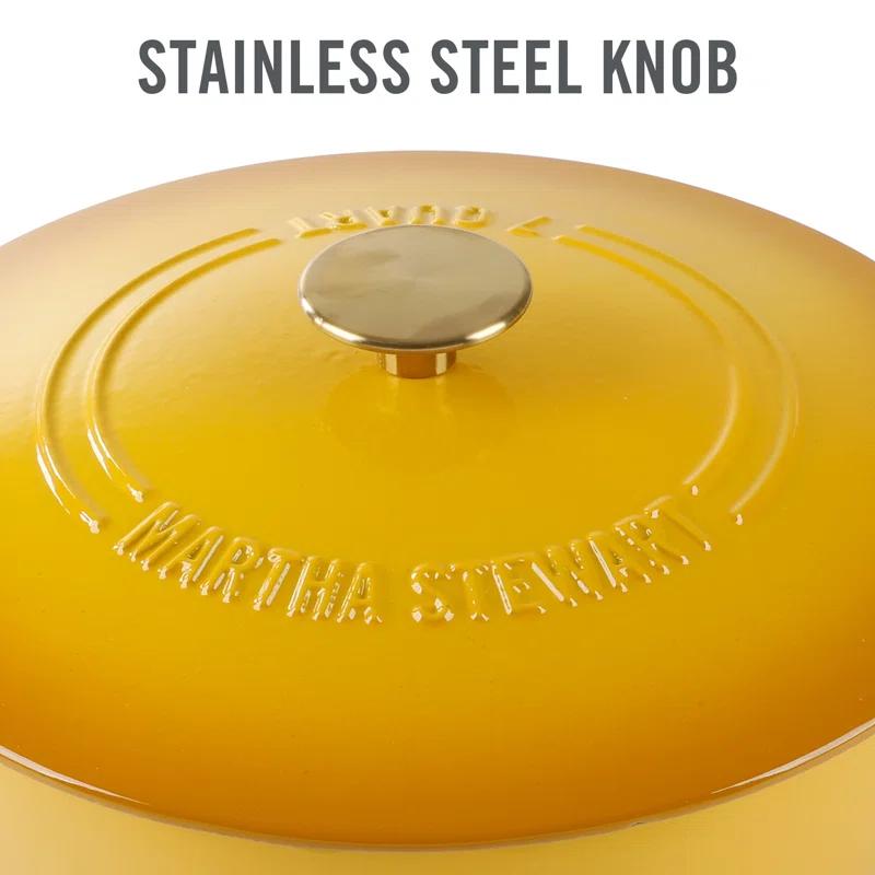 Martha Stewart Martha Stewart 7 Quart Enameled Cast Iron Dutch Oven With Lid In Yellow Ombre