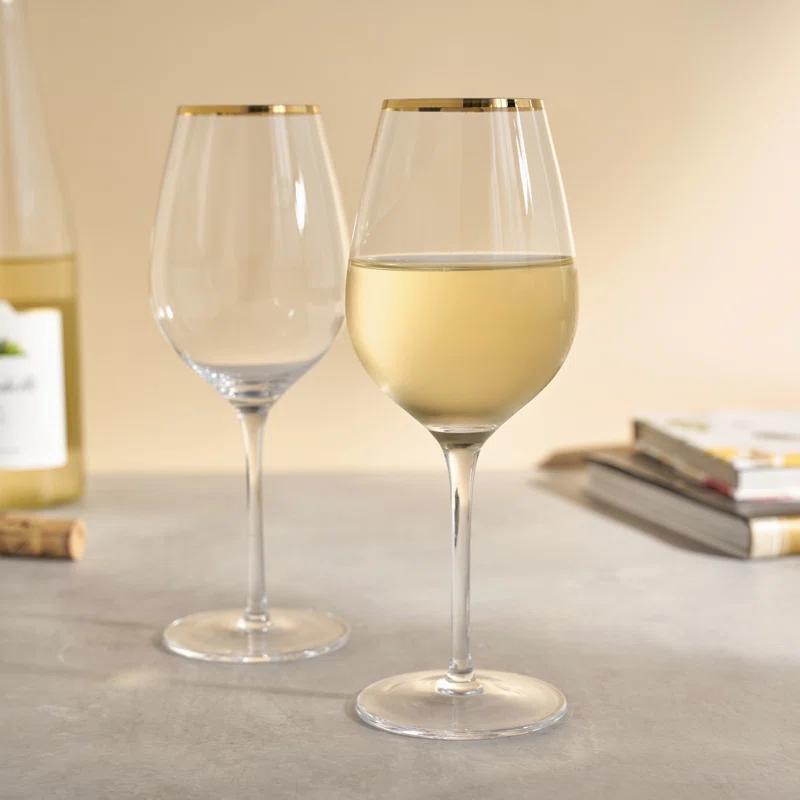 Twine Gilded Stemmed Wine Glasses (Set of 2)