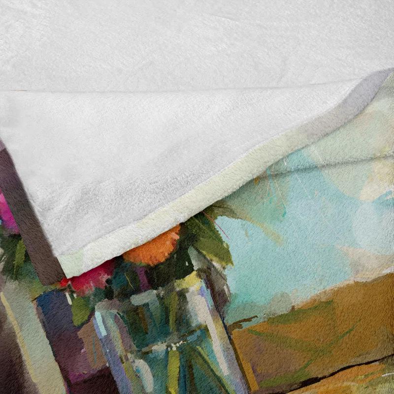 Ambesonne Ambesonne Gerber Daisy Fleece Throw Blanket Bouquet in a Vase Art Multicolor