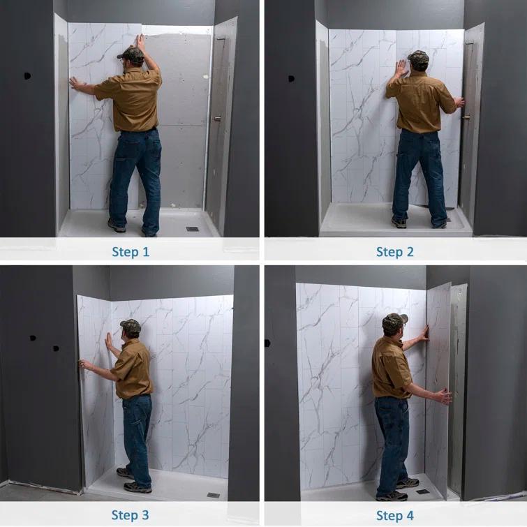 Palisade Palisade 78in x 60in x 30in Waterproof Vinyl Shower Surround Kit with Accessories in Urban Cliff