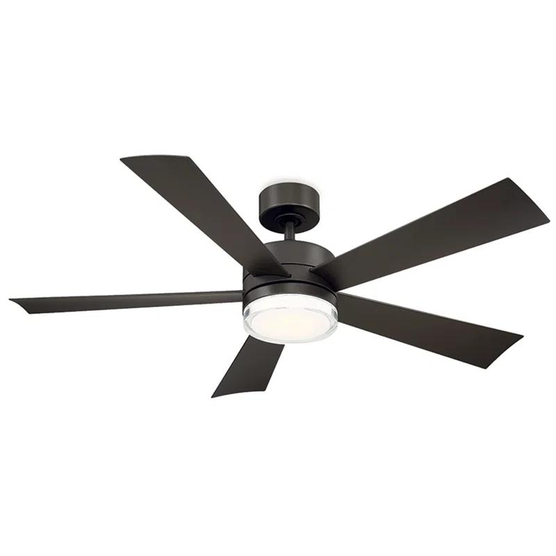 Wynd 5 - Blade Outdoor /Indoor Smart Ceiling Fan with Remote Control and LED Light Kit Included, Works With Alexa and iOS or Android App