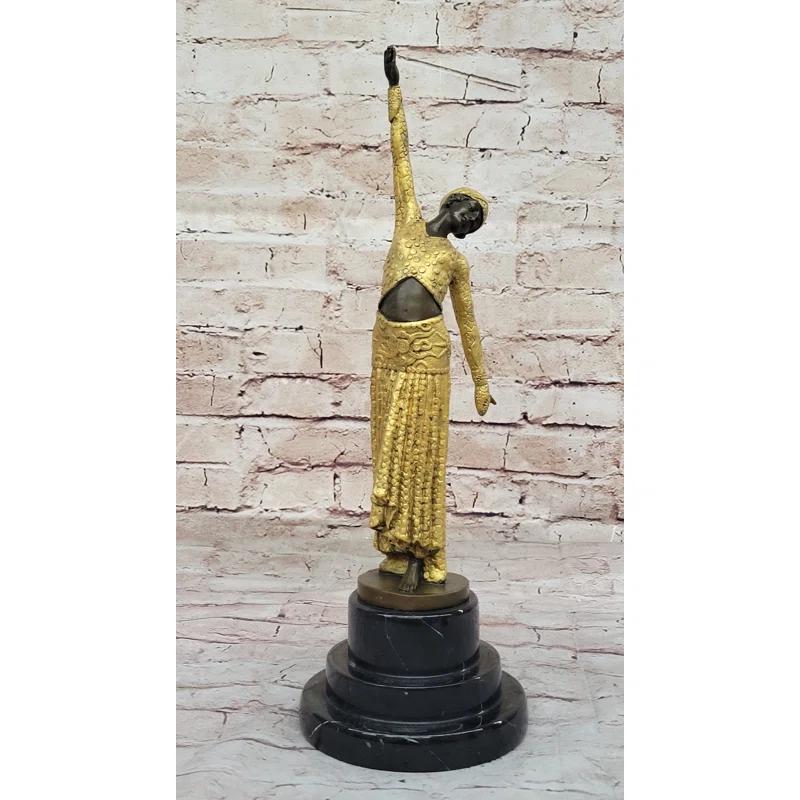 Bungalow Rose Bronze Sculpture  D.H.Chiparus  Art Deco Egyptian Dancer Statue Figurine Artwork