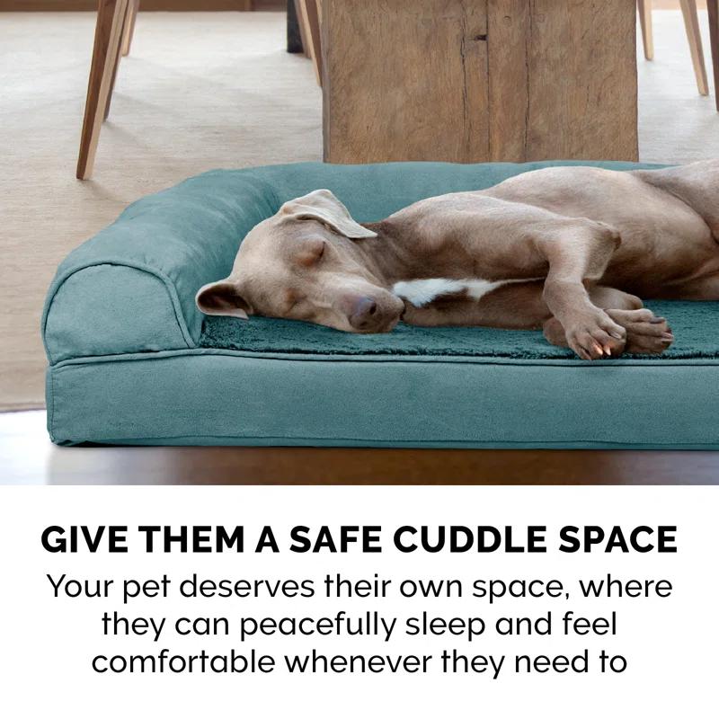 FurHaven Plush & Suede Memory Foam Sofa Style Pet Bed