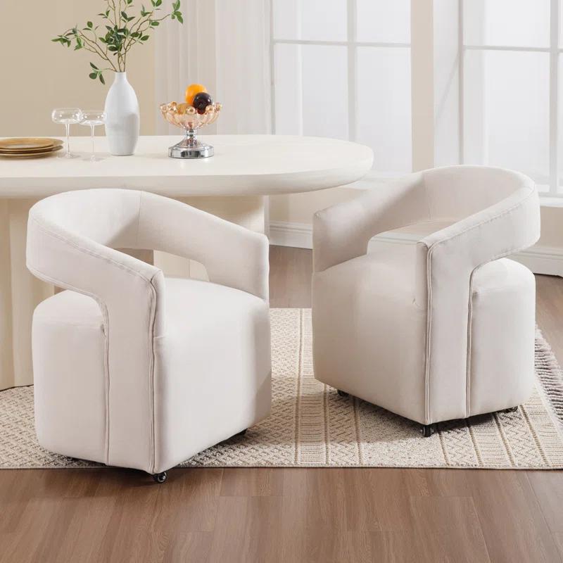 Orren Ellis Modern Dining Chairs Upholstered Dining Room Chairs Accent Chairs With Casters For Dining Room Living Room Set of 2