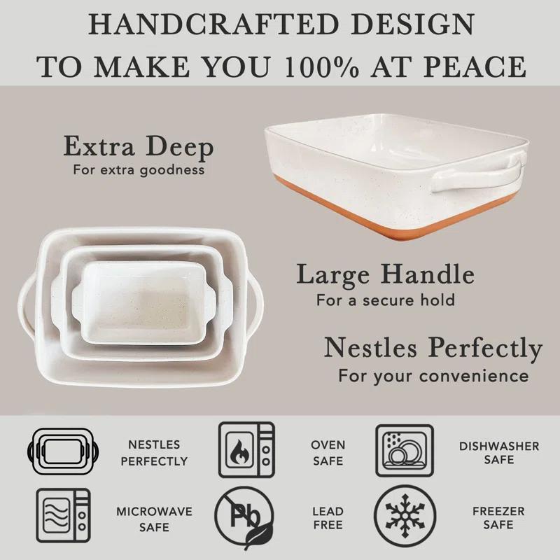 Loaf Baking Dishes - Porcelain Casserole & Bakeware, Oven-To-Table, Freezer Safe - Set Of 2