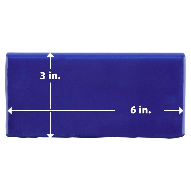 Merola Tile Viva 6" L x 3" W Ceramic Bullnose Wall Tile Trim in Blue