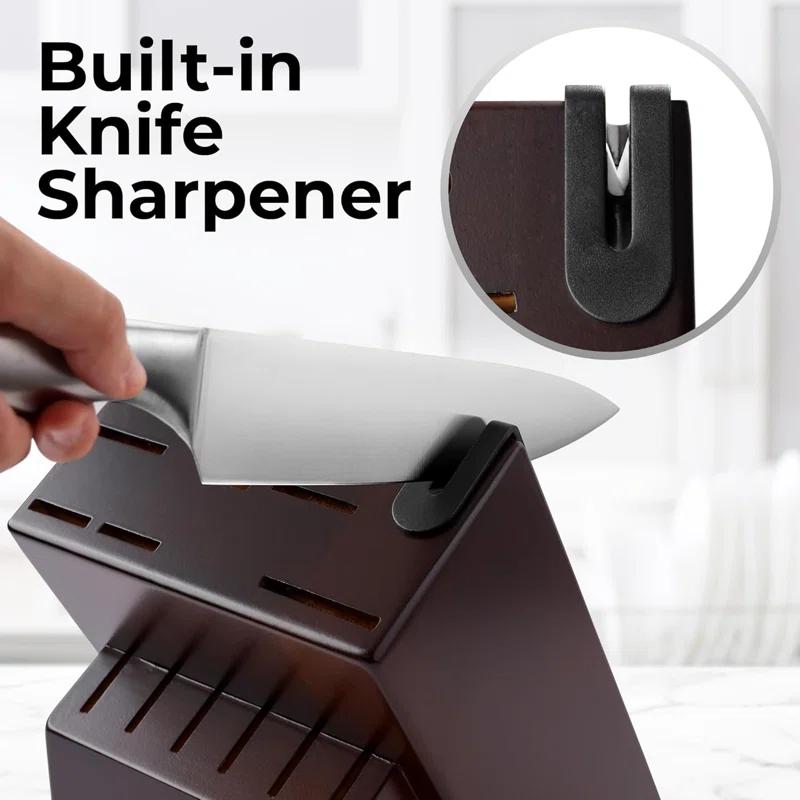 Zulay Kitchen Zulay Kitchen Premium 15-Piece Knife Set with Natural Wood Block and Built-in Sharpener