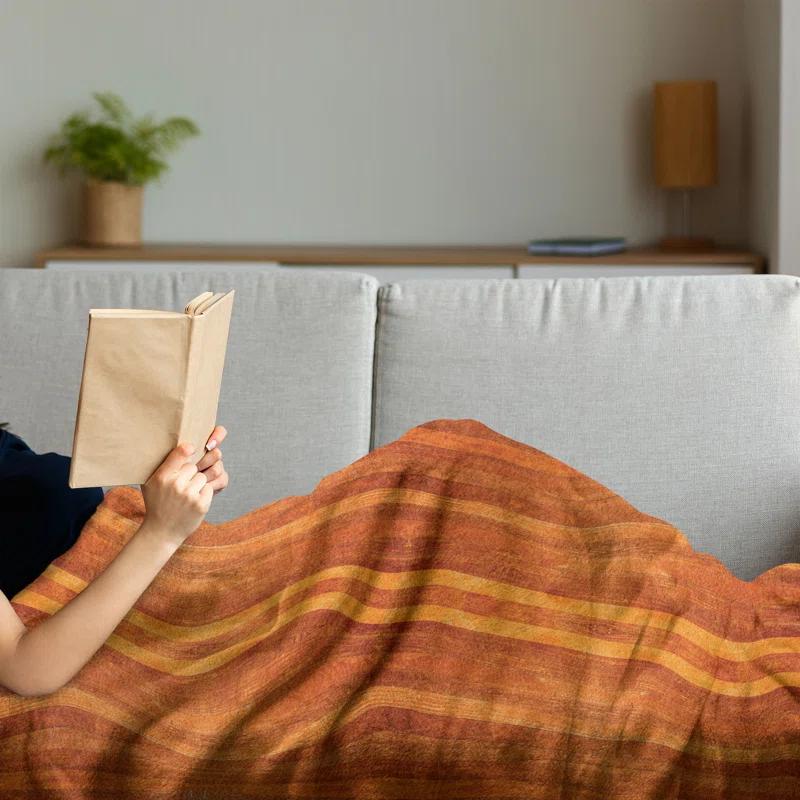 Ambesonne Ambesonne Cinnamon Fleece Throw Blanket Vertical Stripes in Brown Multicolor