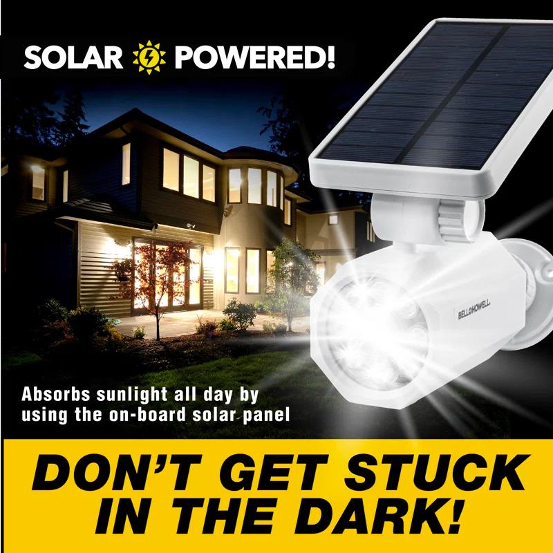 Bell + Howell LED Solar Powered Dusk to Dawn Outdoor Security Spotlight with Motion Sensor and Timer