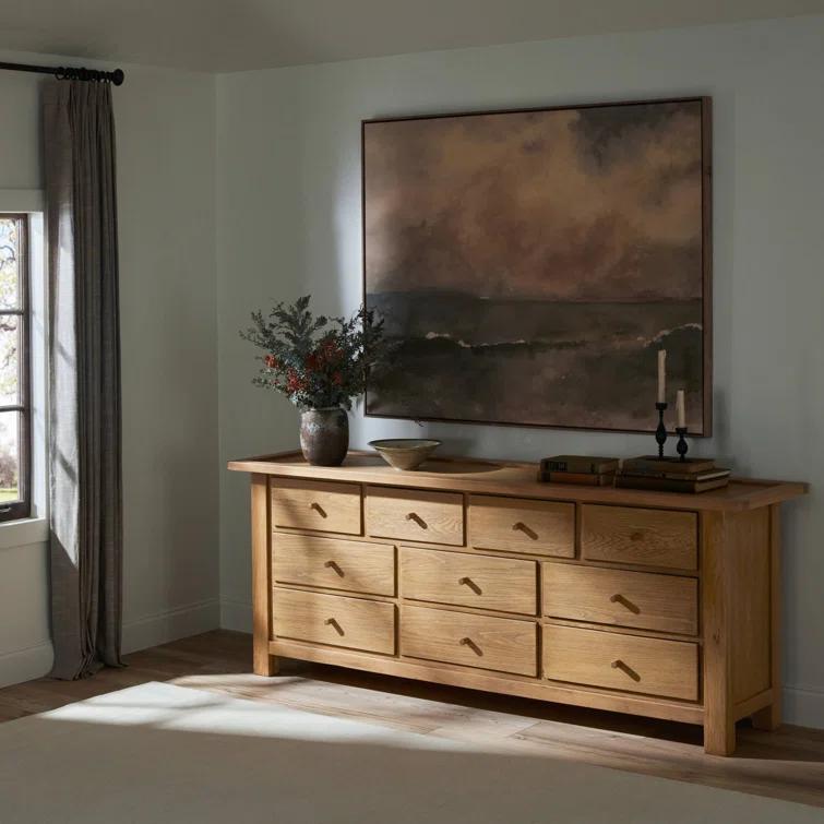 Millbrook 85" Natural Light Oak 10-Drawer Dresser