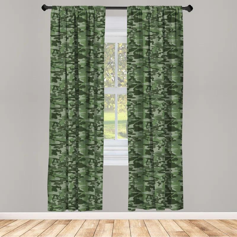 Ambesonne Forest Camouflage Semi-Sheer Rod Pocket Sliding Panel (Set of 2)