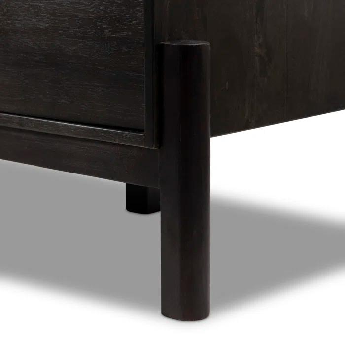 Black Parawood Media Console with Cabinet