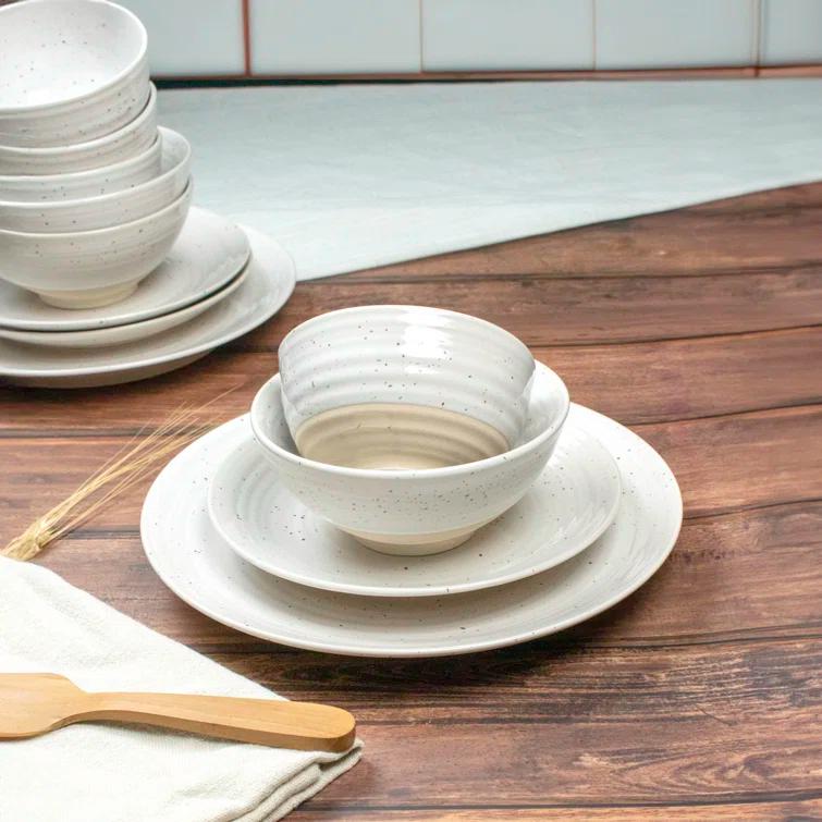 Sango Siterra 16-Piece Rustic White Stoneware Dinnerware Set - Service For 4, Plate & Bowl Set & Reviews | AllModern