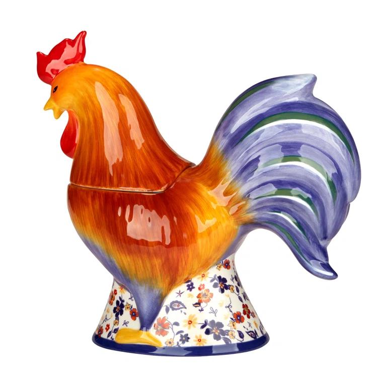 Certified International Morning Rooster 3-D Rooster Cookie Jar 12.25in x 5.75in x 11.5in 48 oz