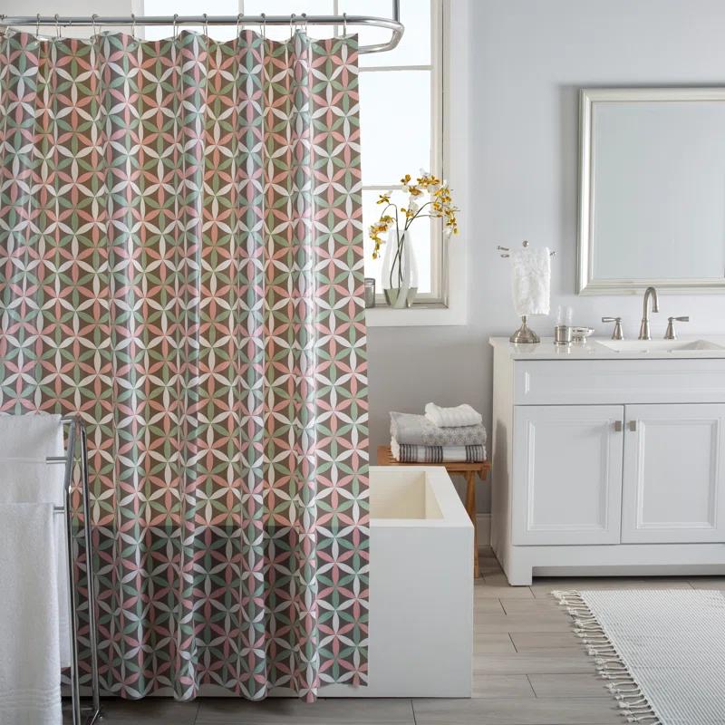 Bath Bliss Jayleen Vinyl Geometric Shower Curtain