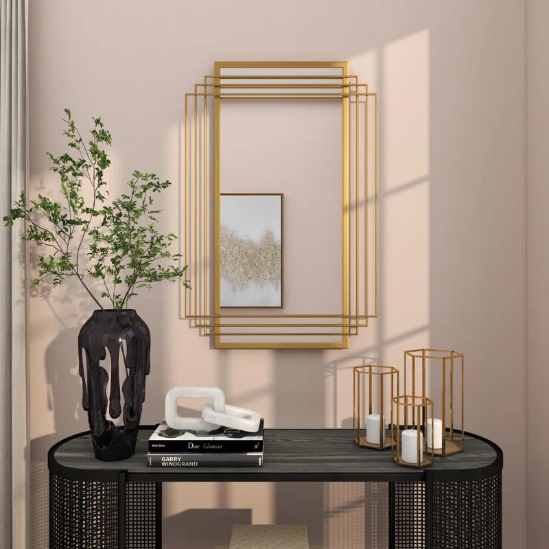 CosmoLiving by Cosmopolitan CosmoLiving by Cosmopolitan Gold Metal Geometric Wall Mirror