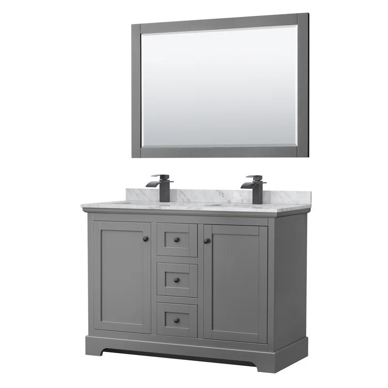 Wyndham Collection Avery 48'' Double Bathroom Vanity with Marble Top with Mirror