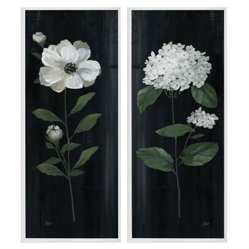 Stupell Industries " Delicate White Blooms Botanical Flower Petal Sprigs " by Nan 2 - Pieces