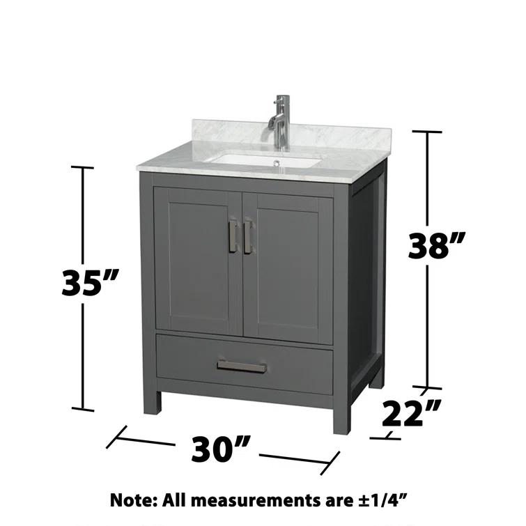 Wyndham Collection Sheffield 30" Freestanding Single Bathroom Vanity with Marble Top