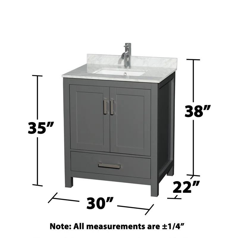 Wyndham Collection Sheffield 30" Freestanding Single Bathroom Vanity with Marble Top