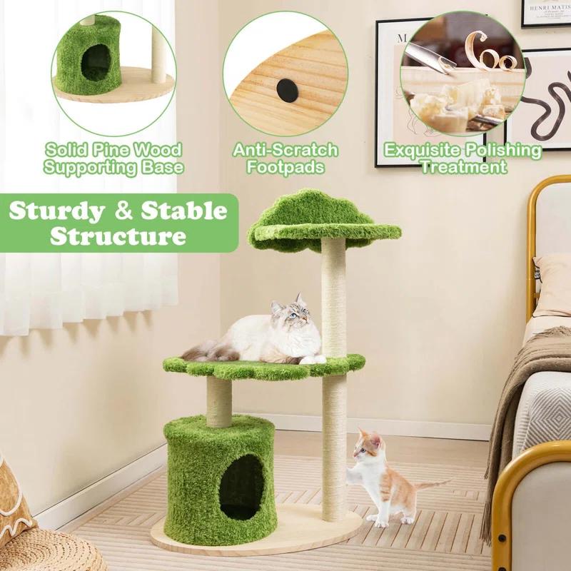 Tucker Murphy Pet™ 38" Cute Cat Tree Cat Condo Furniture With Fully Wrapped Sisal Scratching Posts