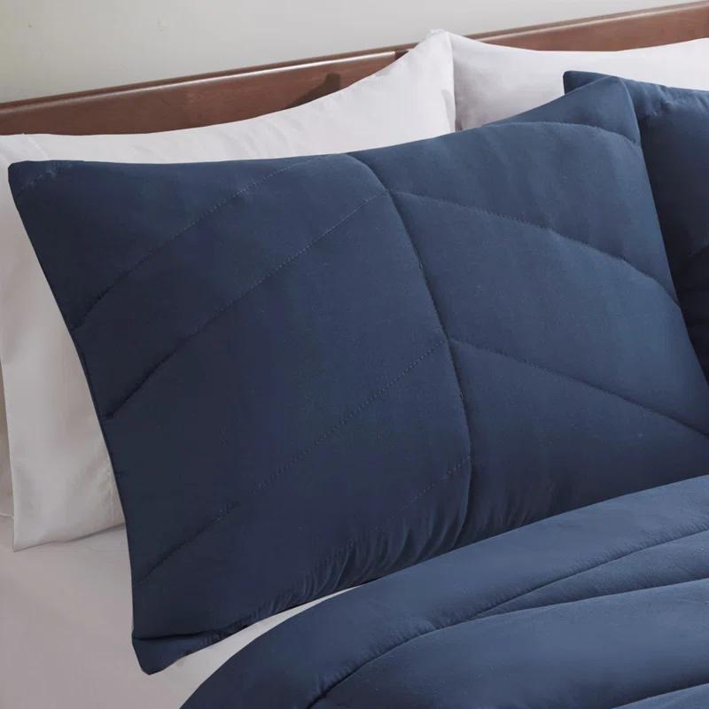 Gracie Mills Solid Quilted Chevron Comforter Set with 350 GSM Polyfill