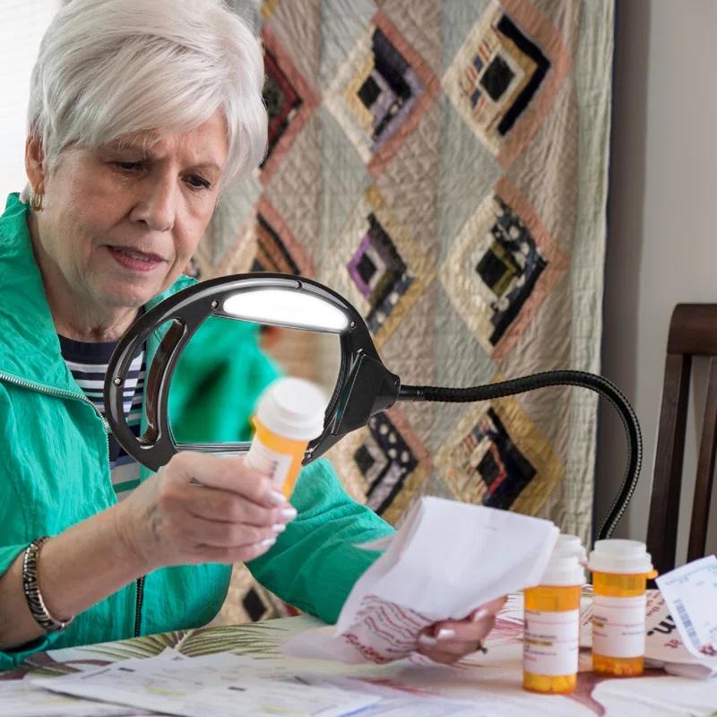 Brightech Pro 44 in. Industrial 2.25X Magnifying LED Floor Lamp with Adjustable Gooseneck Head