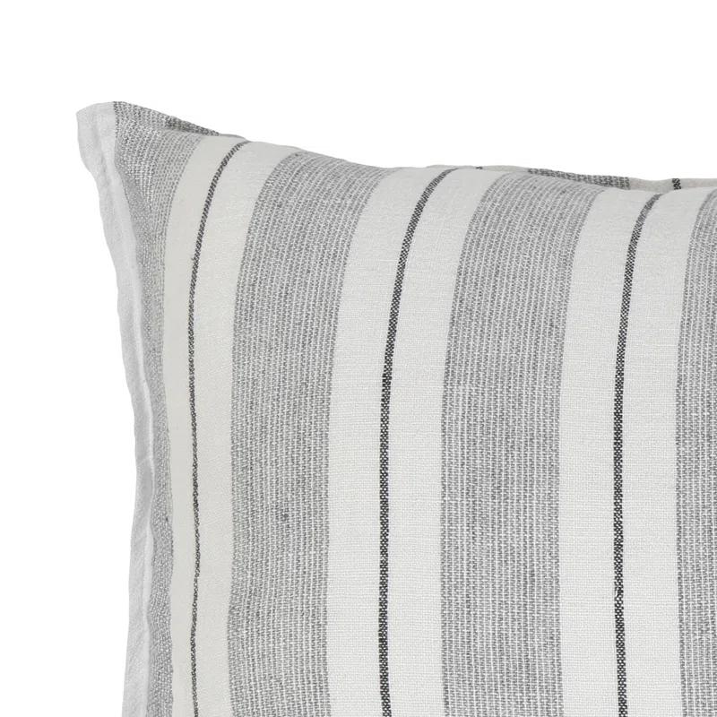 Laguna Linen Pillow by Pom Pom at Home - Charcoal / 20" x 20" / Down