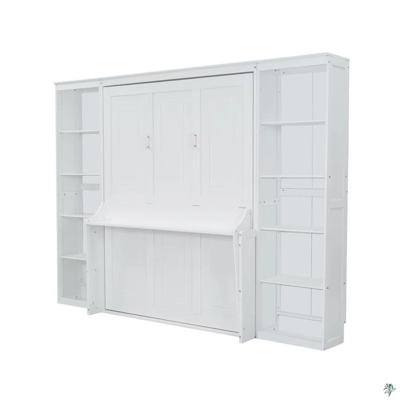 BVNECXP Queen Size Murphy Bed With Desk And Bookshelf