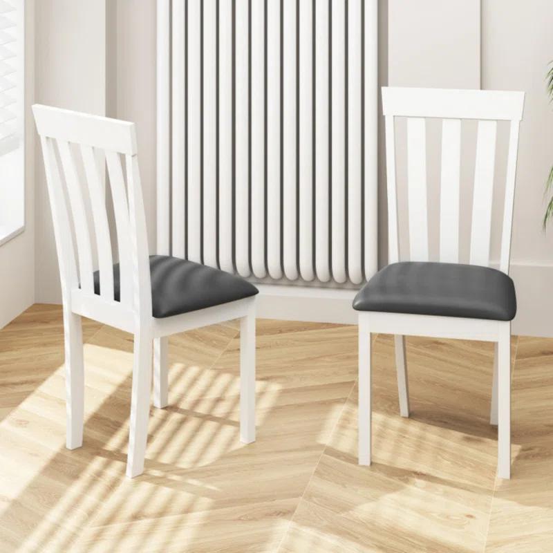 Lark Manor™ Dining Chair Set of 2 Upholstered Wooden Kitchen Chairs with Padded Seat and Rubber Wood Frame