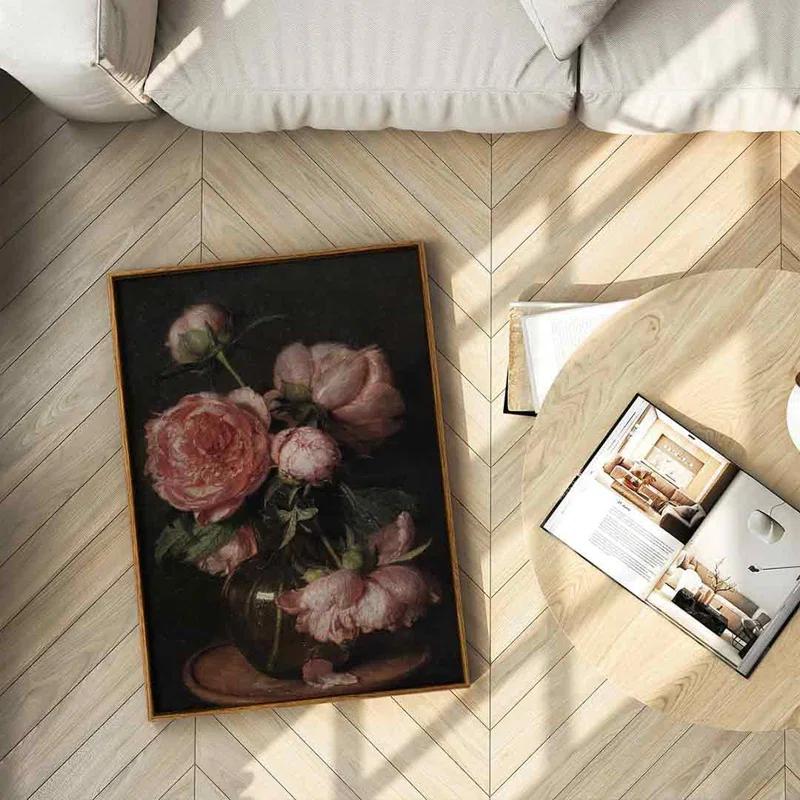 World Menagerie Framed Canvas Prints Art Vintage Decor, Botanical Canvas Wall Art Decor For Bedroom,Large Floral Prints For Living Room, French Country Decor Wall Prints, 20"X30"