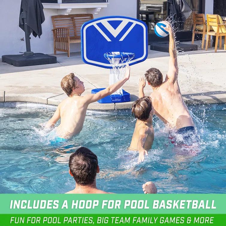 GoSports GoSports Splash Hoop 2-in-1 Pool Basketball Hoop & Volleyball Net Game Set