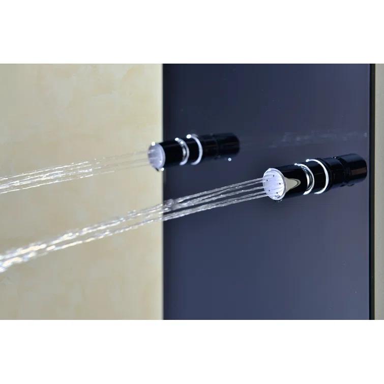 Greenspring 6-Jet Rainfall Shower Panel System With Spa Jets Rainfall Waterfall Shower Head And Shower Wand Marble Finish In Black GSP42D
