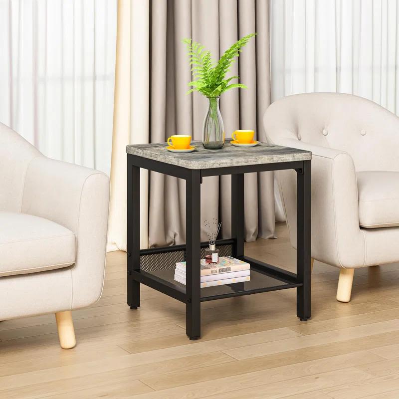 17 Stories Industrial Metal Frame  3 - Piece Living Room Table Set With Two Side Table