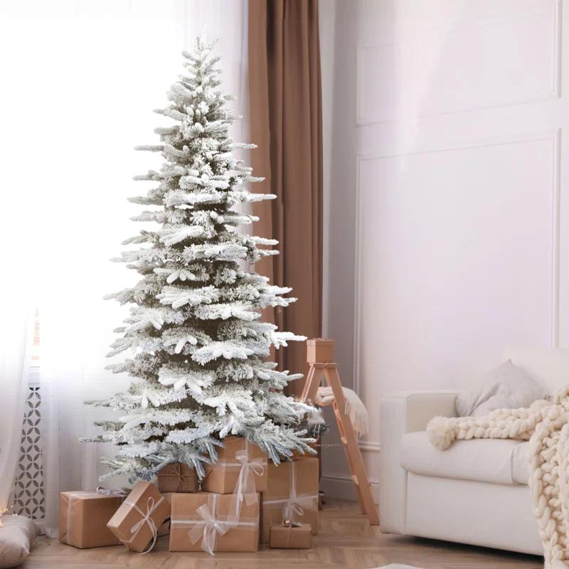 Fraser Hill Farm Unlit Snow Flocked Pine Valley Flocked Christmas Tree & Reviews | Wayfair
