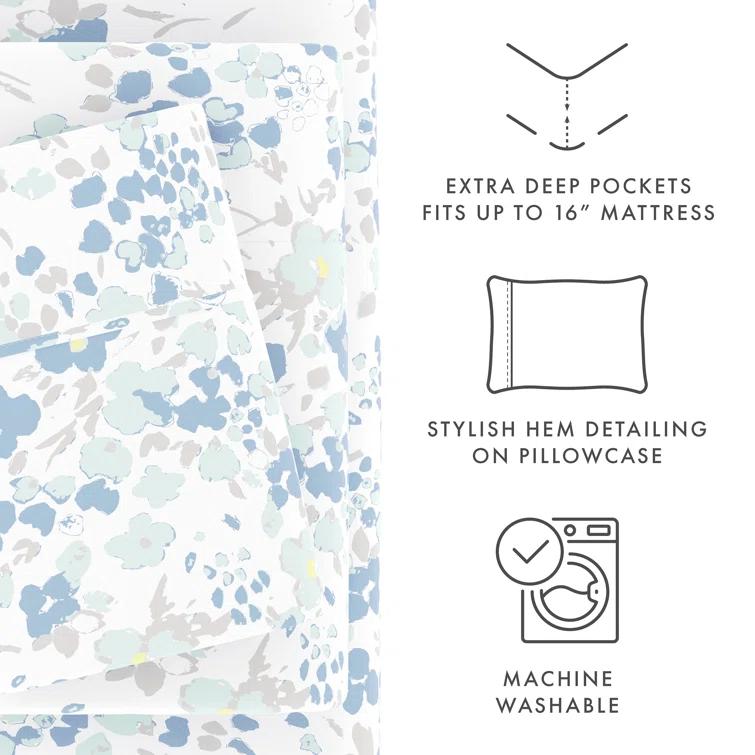 IEnjoy Home Violets Pattern Microfiber Sheet Set