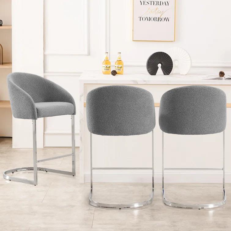 Brayden Studio® Chylee 26'' Boucle Upholstered Counter Stool