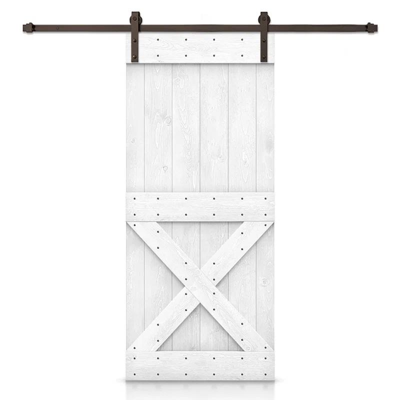 Calhome Solid Wood Paneled Painted with Installation Hardware Kit Barn Door