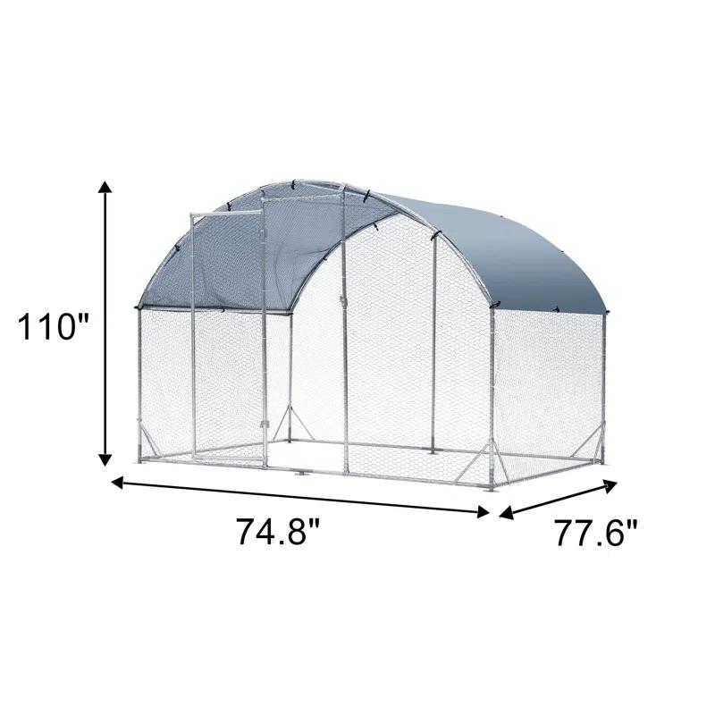 Tucker Murphy Pet™ Large Garri Metal Chicken Run with Waterproof and Anti-UV Cover, Dome Shaped Walk-in Fence Cage Hen House for Outdoor and Yard Farm Use, 9.2' x 6.2' x 6.5'