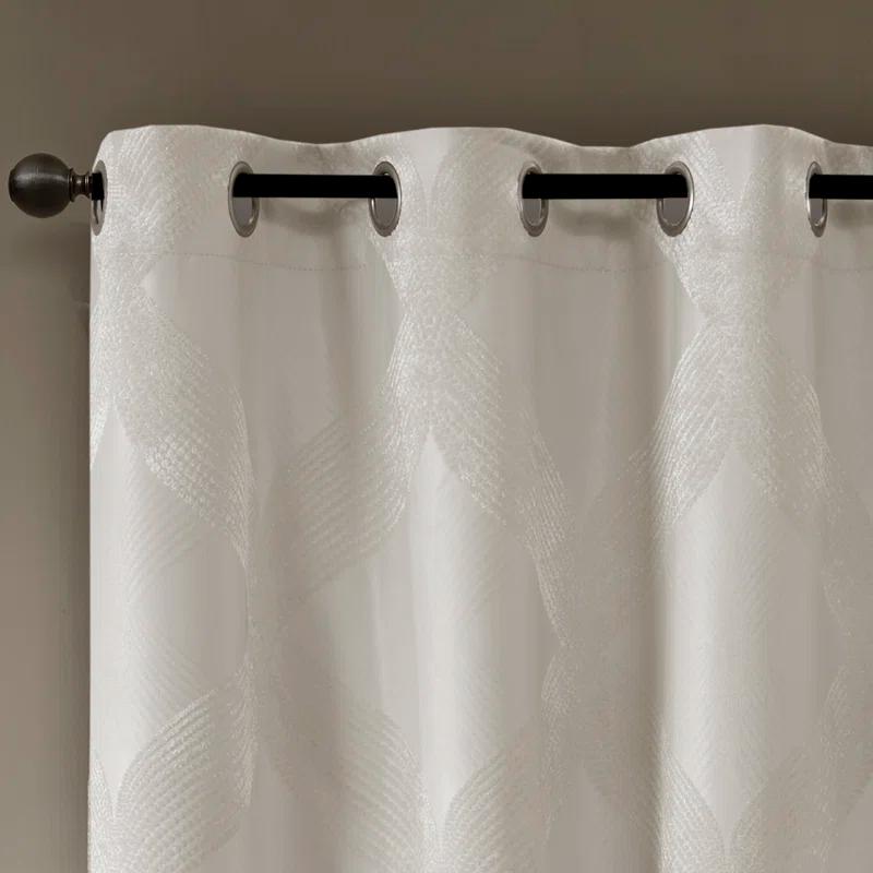 Madison Park Bentley Ogee Knitted Jacquard Geometric Total Blackout Single Curtain Panel