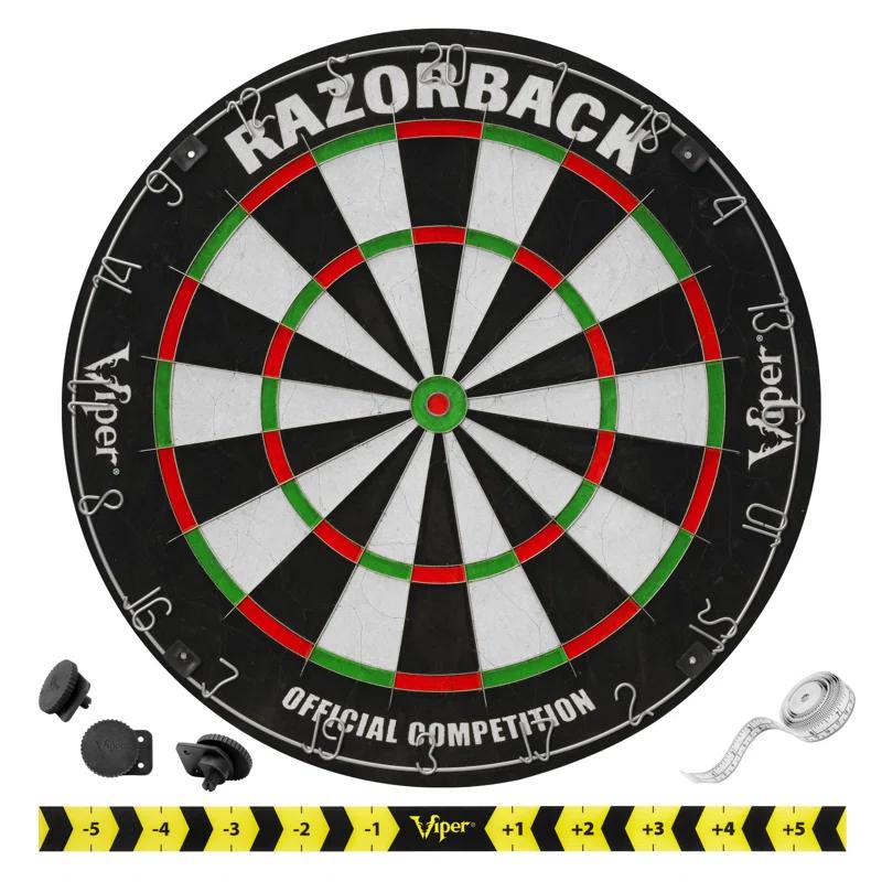 Viper Razorback Sisal/Bristle Dartboard with 22 Gram Steel Tip Darts, Laser Dart Throwline & Pro Score Digital Scoreboard (Set of 4)