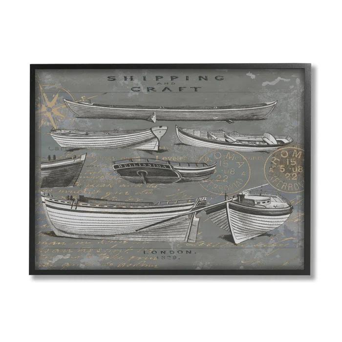Stupell Industries " Shipping And Craft Various Boats Diagram " by Oliver Jeffries