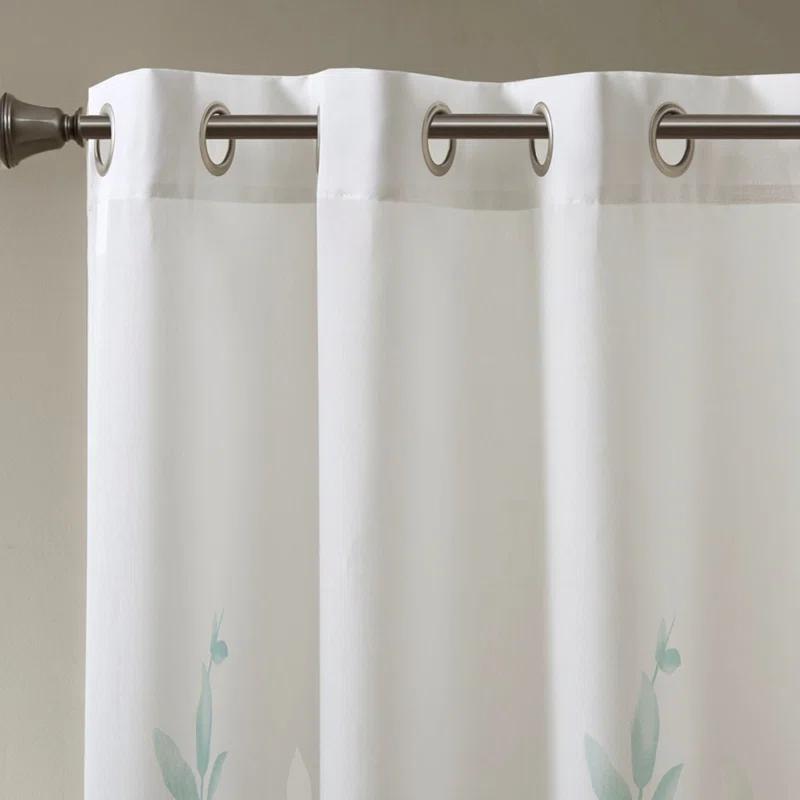 Madison Park Cecily Floral Printed Burnout Sheer Grommet Single Curtain Panel