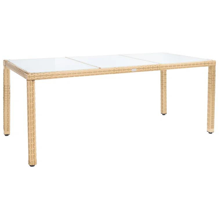 Safavieh Hailee 8 - Person Wicker Patio Dining Set with Rectangular Table , Cushions Included