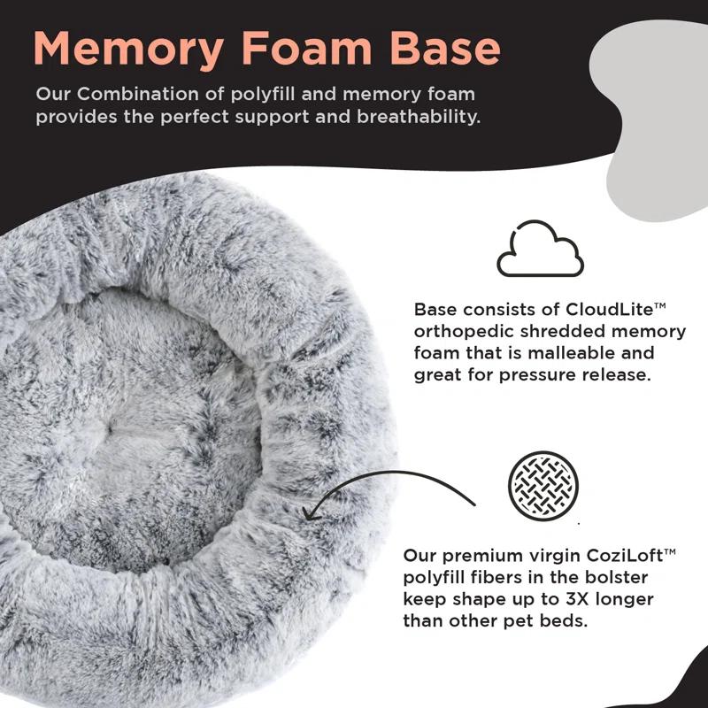 Best Friends By Sheri Best Friends by Sheri SnuggleSoft Faux Fur Memory Foam Calming Donut Bed