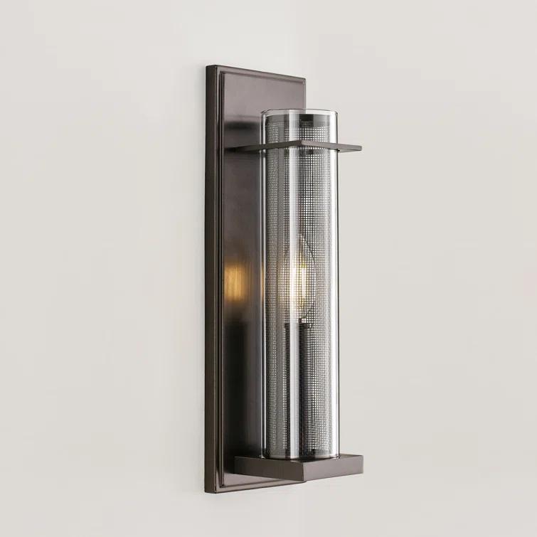 Antique Bronze Silo Dimmable Cylinder Sconce with Clear Glass