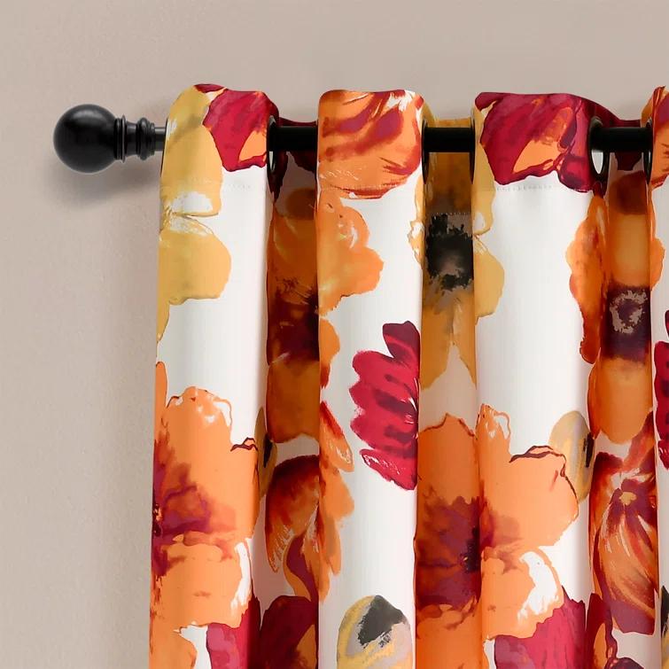 Lush Décor Leah Light Filtering Window Curtain Panels Red/Orange 52X63 Set
