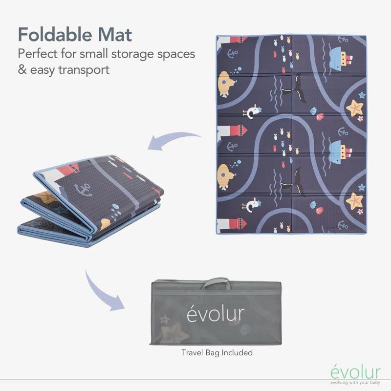 Evolur Cozycush Reversible Non-toxic Baby Kids Playmat|| Foldable Large Thick Foam Crawling Playmats For Toddlers|waterproof Portable Playmat For Babies | Yoga/picnic/game Mat|indoor/outdoor